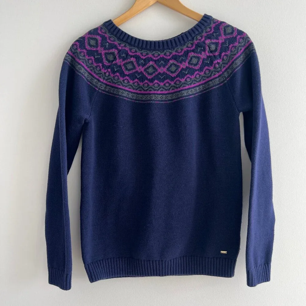 Tommy Hilfiger Fair Isle Sweater Navy Pink Preppy Y2K Nordic‎ Knit M